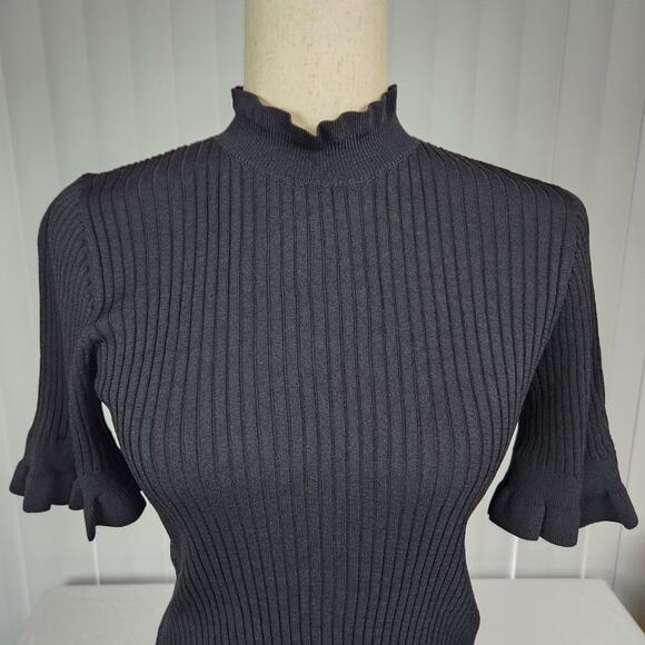 Cooper St Hilton Knit Top High Neck Short Sleeve Black Women's Small New Sample - Picture 4 of 11